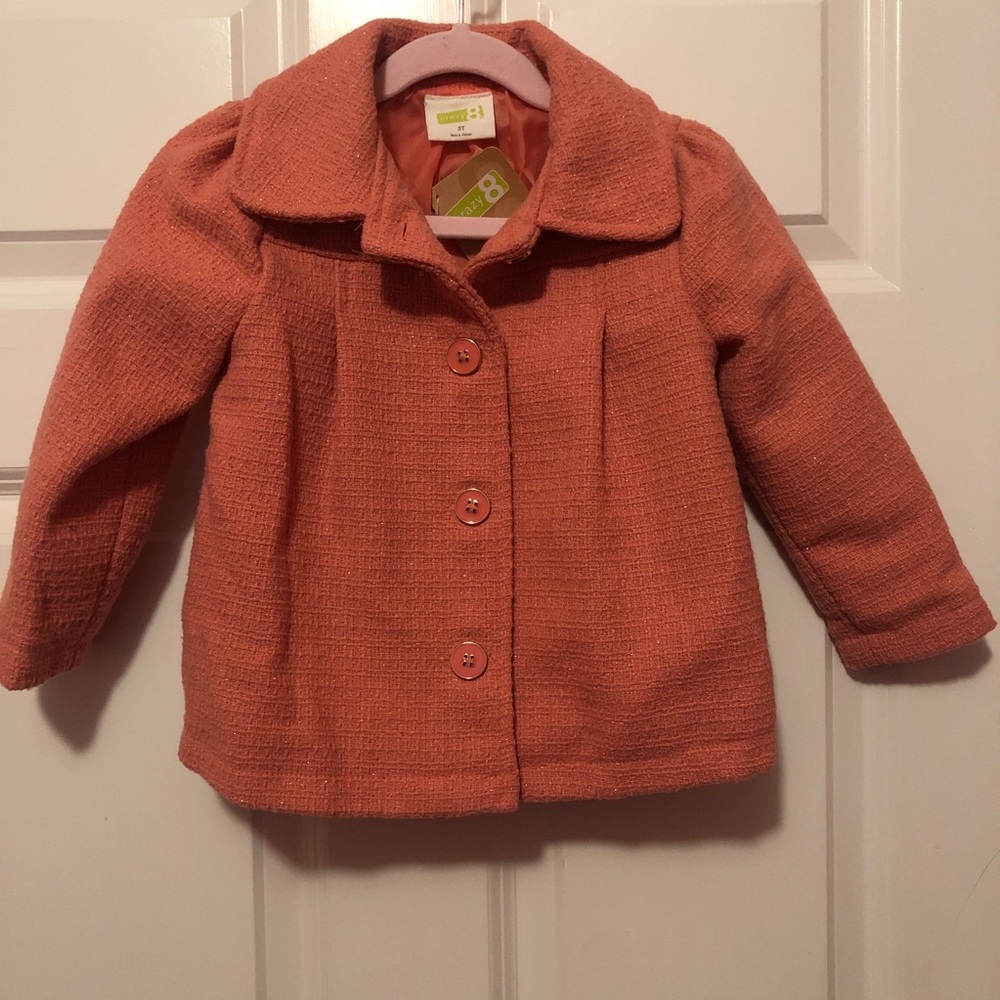 Crazy 8 girl coat, wool blend, orange/coral, size 3T, new with tags